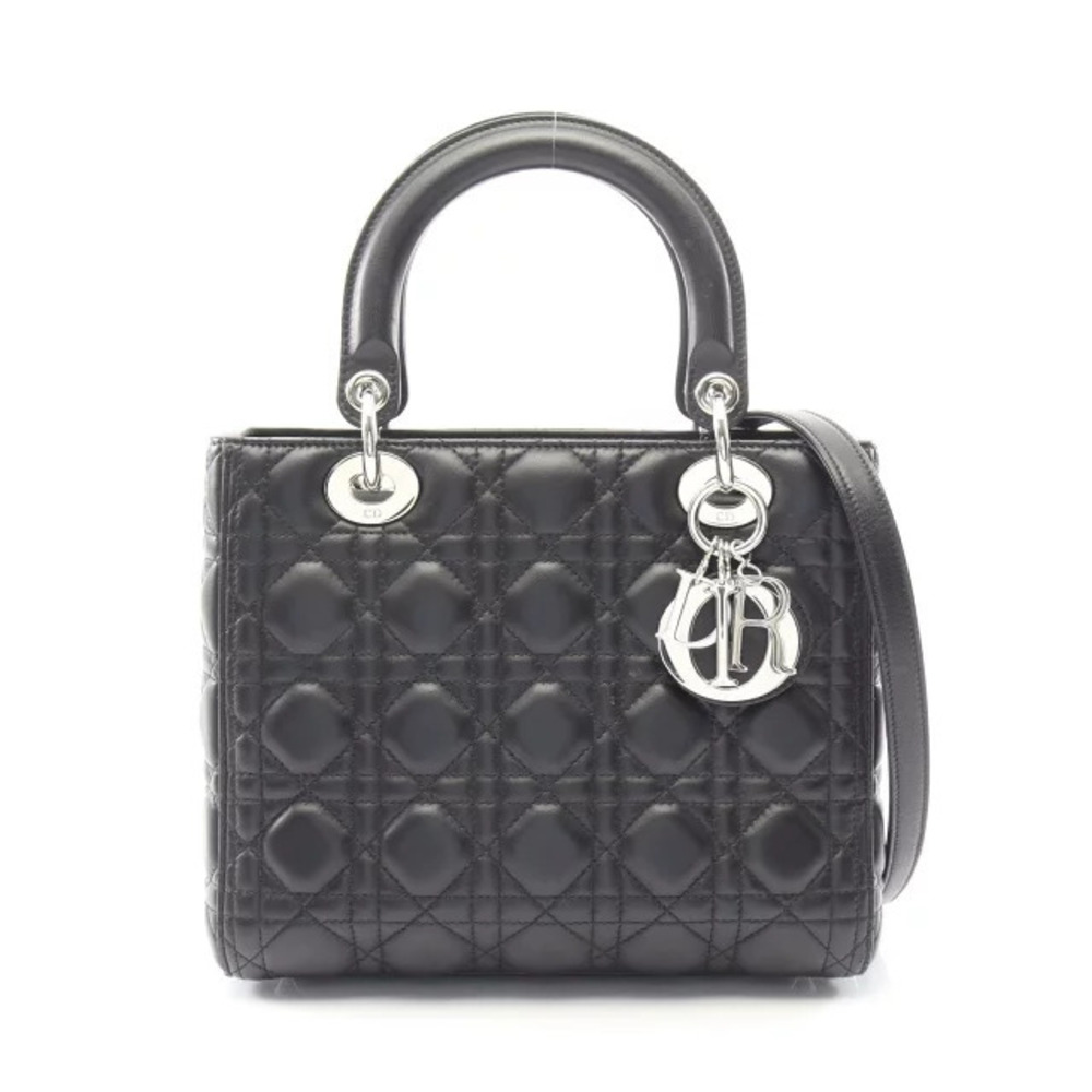 Dior LADY Cannage Handbag Leather Black